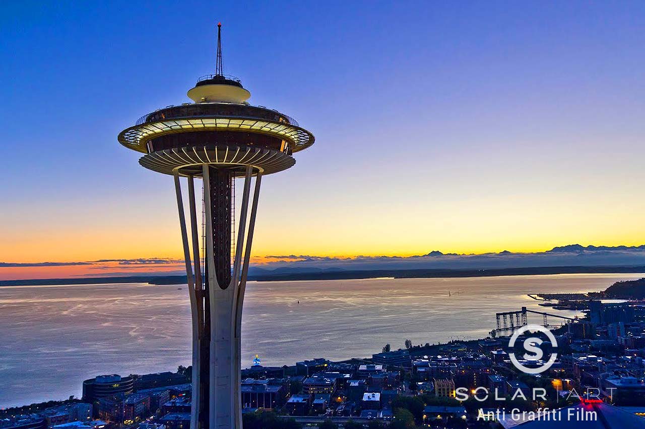 Anti Graffiti Film Installation at the Space Needle in Seattle, Washington