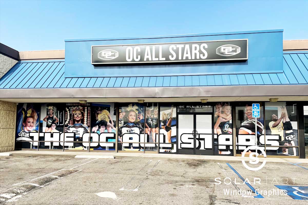 Window Graphics at a Cheerleading Gym