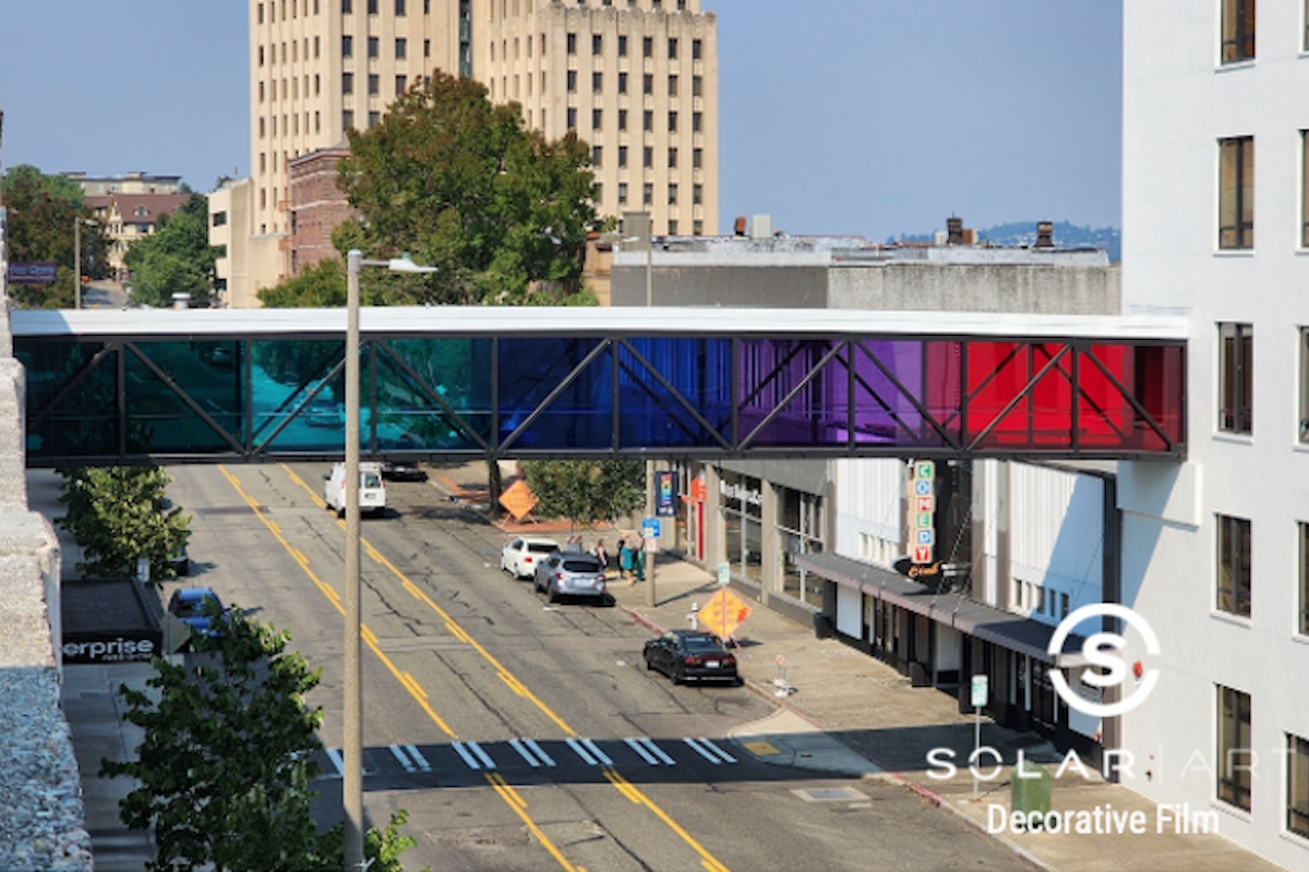 Dichroic Film Installation to Skybridge in King County, Washington